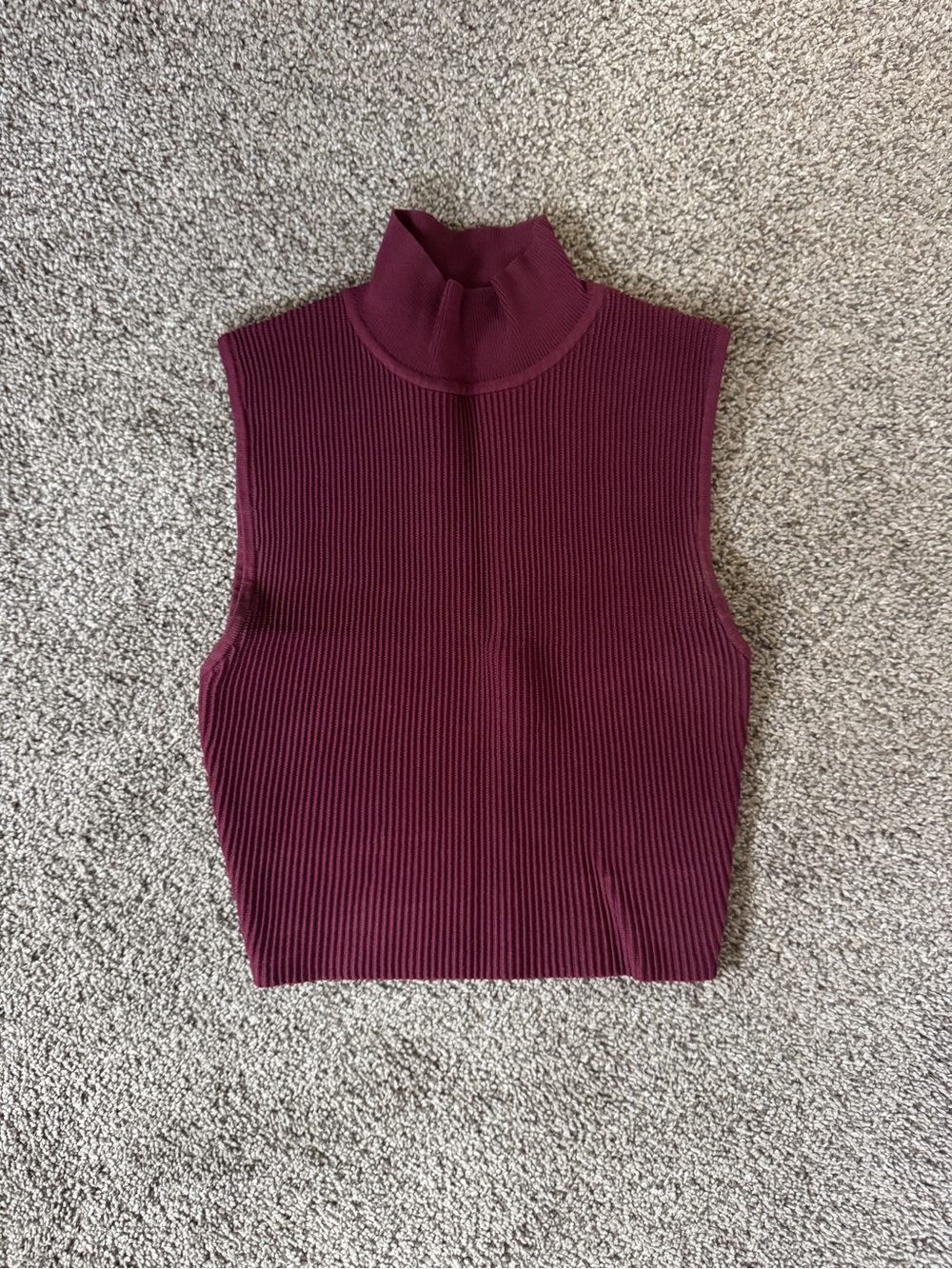 Babaton Sleeveless Sculpt Knit Mock Neck Ribbed Tank - Wine